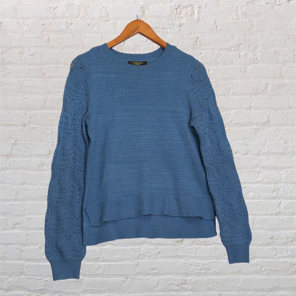 Christian Siriano Sweater Women's Small Blue‎ Long Sleeve Knit Pullover